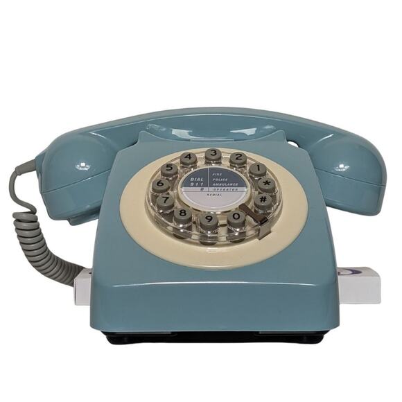 Wild & Wolf 746 Rotary Design Retro Corded Landline Telephone Blue - NEW - Picture 2 of 7
